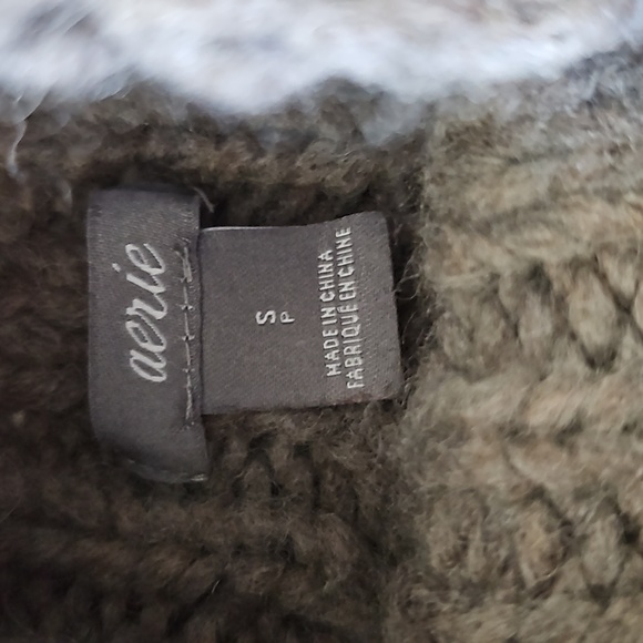 Aerie mock neck turtleneck sweater gray boxy oversized chunky knit size small - Picture 2 of 8